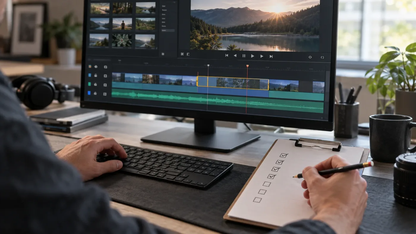 Illustration of a DaVinci Resolve insert edit preflight checklist