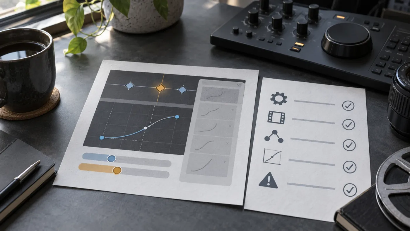 Illustration of a DaVinci Resolve easing menu diagnosis
