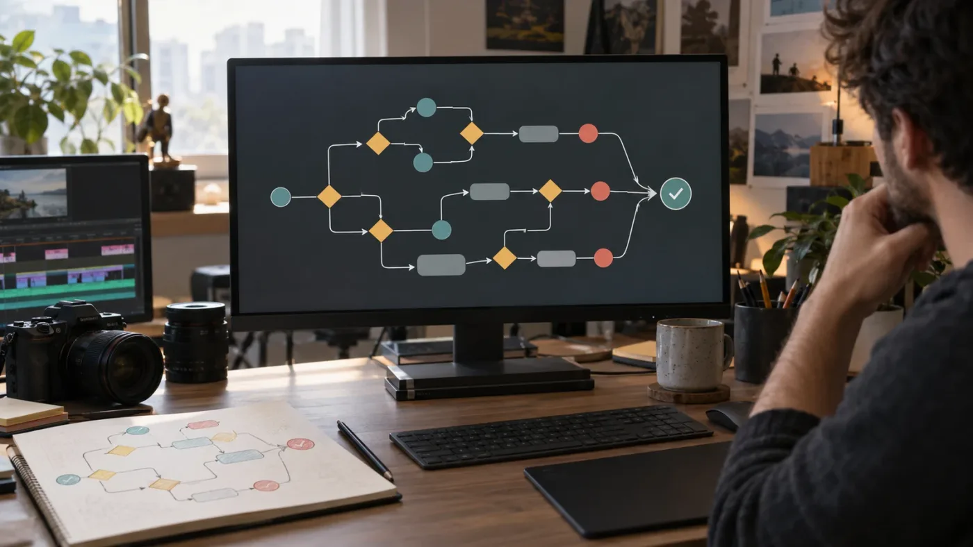 Illustration of a DaVinci Resolve keyframe easing decision tree