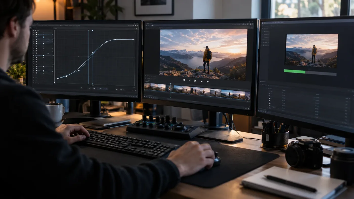 Illustration of verifying DaVinci Resolve keyframe easing before rendering
