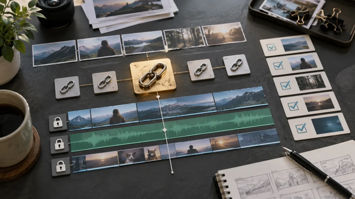 Illustration of a DaVinci Resolve Linked Selection troubleshooting checklist