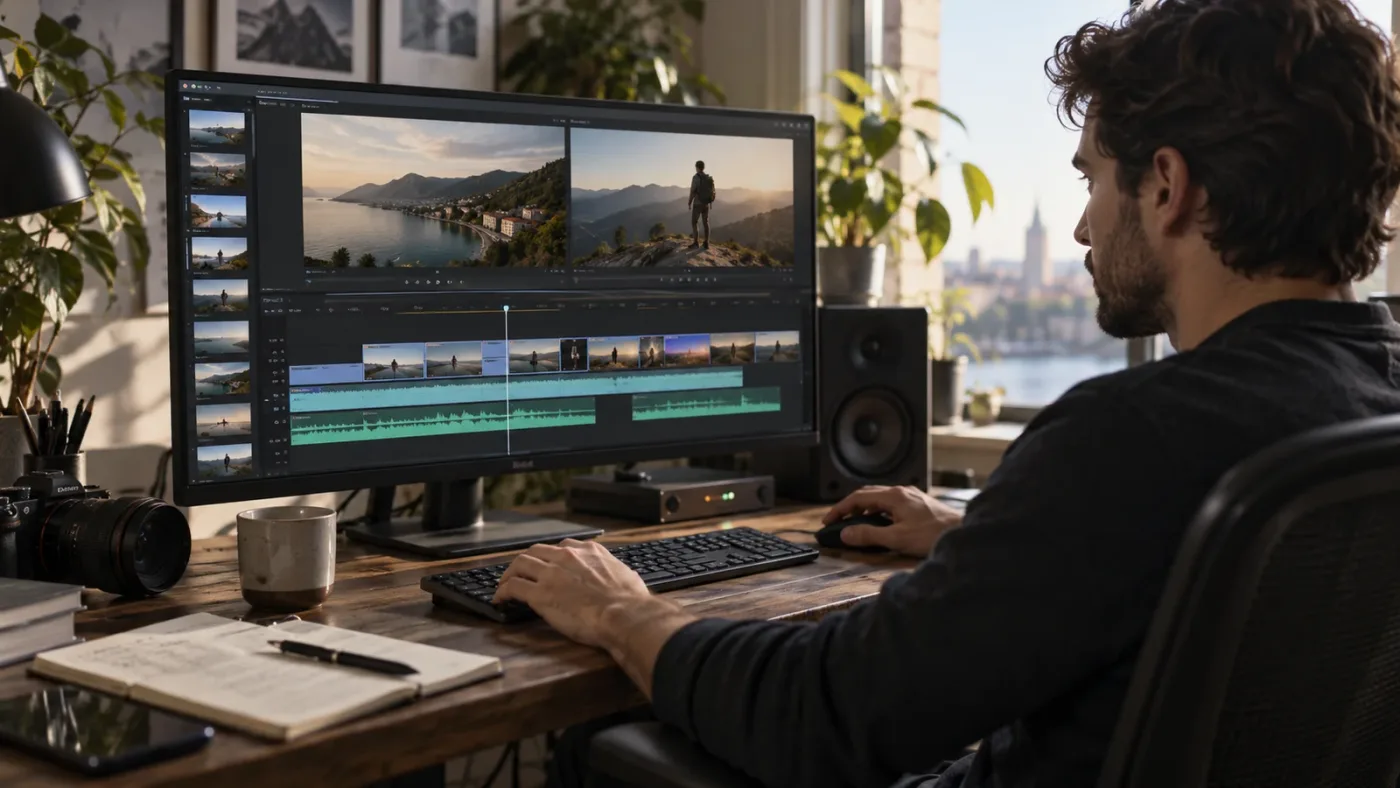 Illustration of playhead selection behavior versus Linked Selection in DaVinci Resolve
