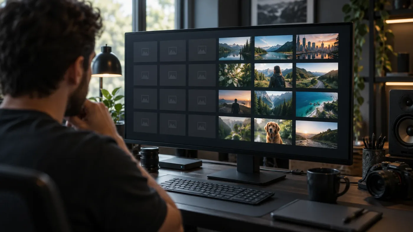 Illustration of DaVinci Resolve Media Pool thumbnails being restored