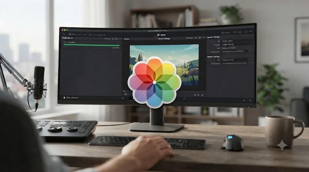 Illustration of a DaVinci Resolve Deliver page frozen with a spinning wait cursor right after a render finishes