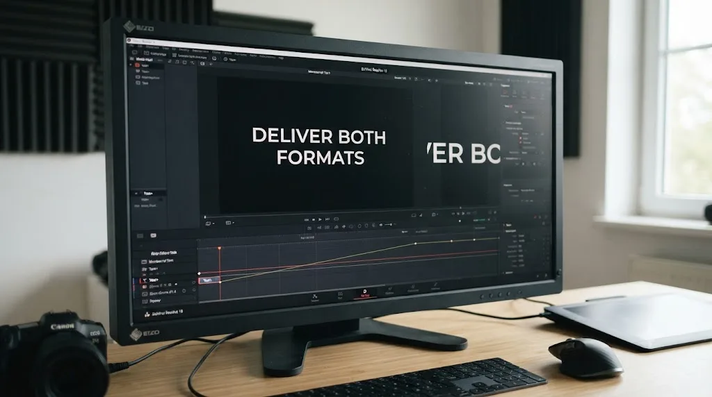 Illustration of a DaVinci Resolve title running off the edge of a vertical frame before repositioning