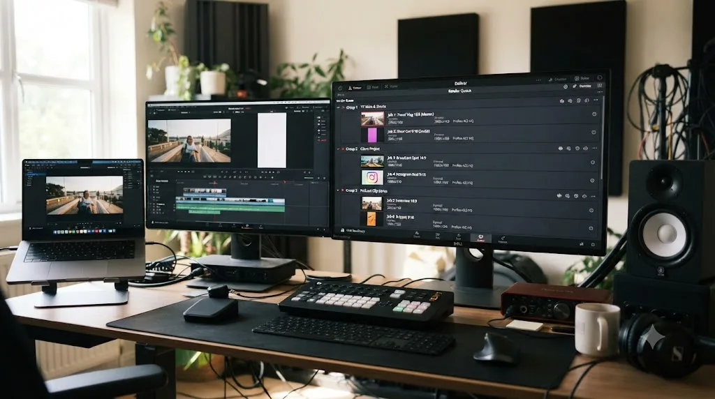 Illustration of three worked examples delivering both 16:9 and 9:16 from DaVinci Resolve timelines