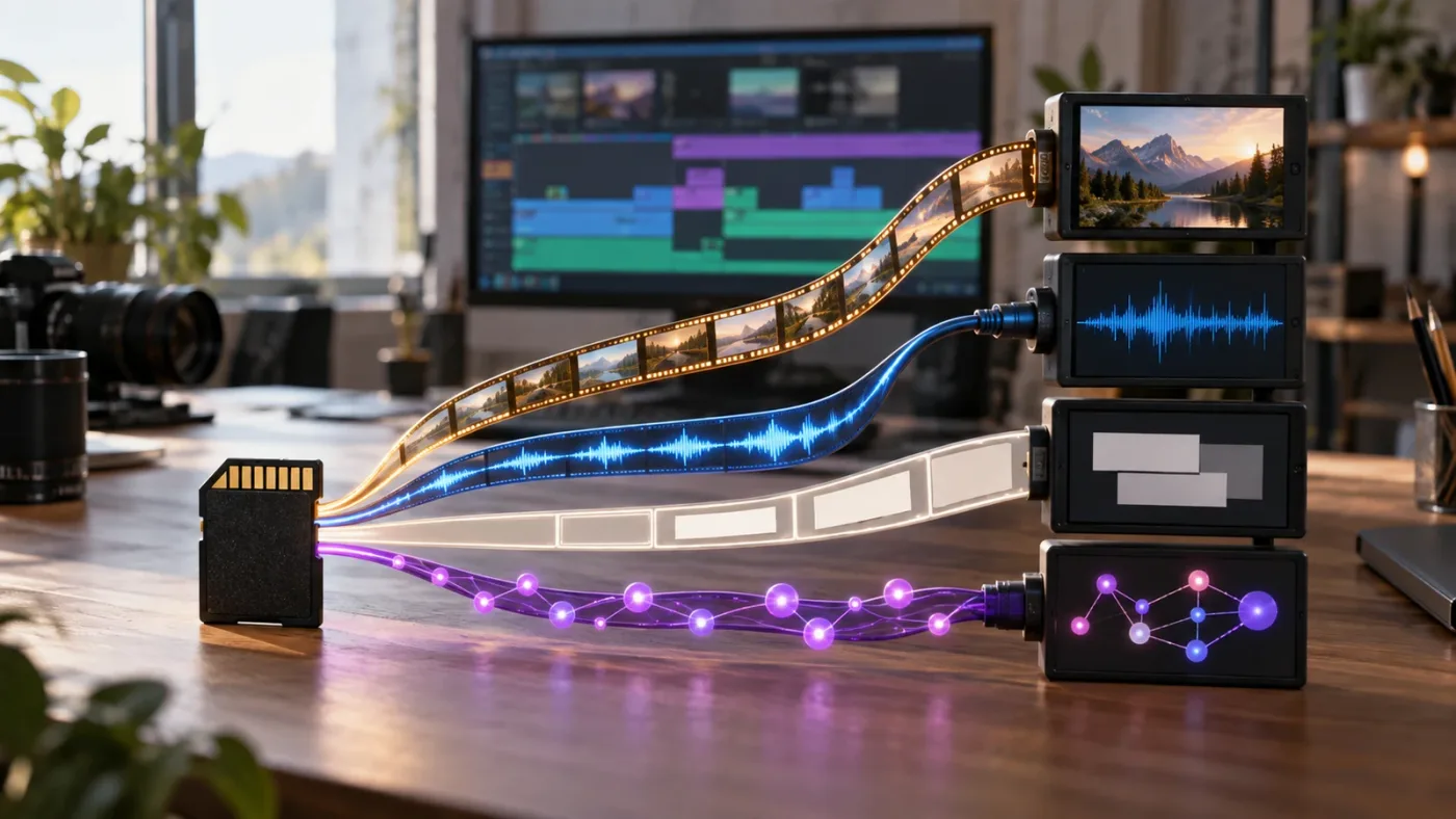 Illustration of DaVinci Resolve clip types that can behave differently with Paste Attributes