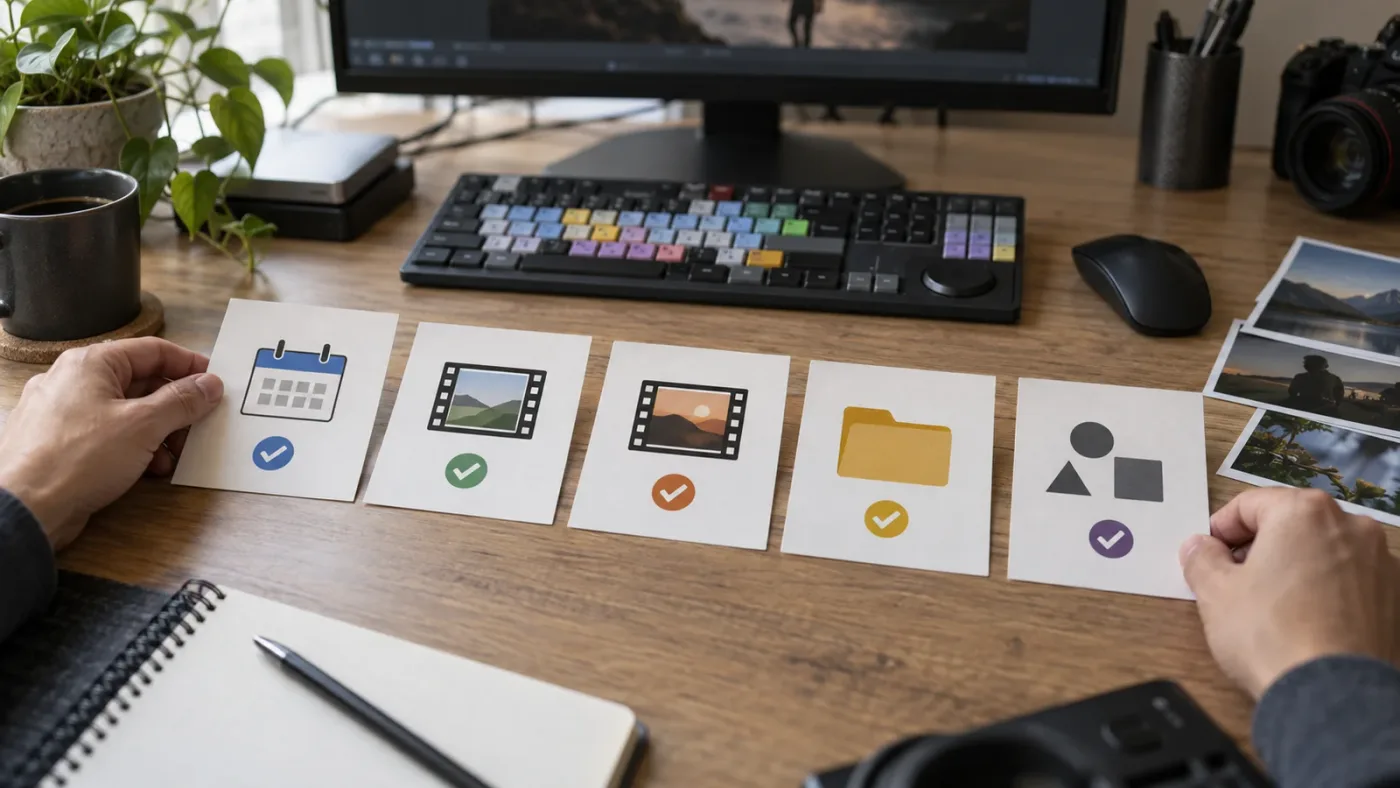Illustration of a five-step DaVinci Resolve Paste Attributes diagnostic checklist