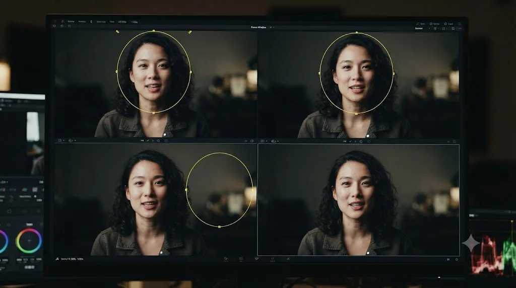 Illustration of a Power Window drifting off a tracked subject across a sequence of video frames