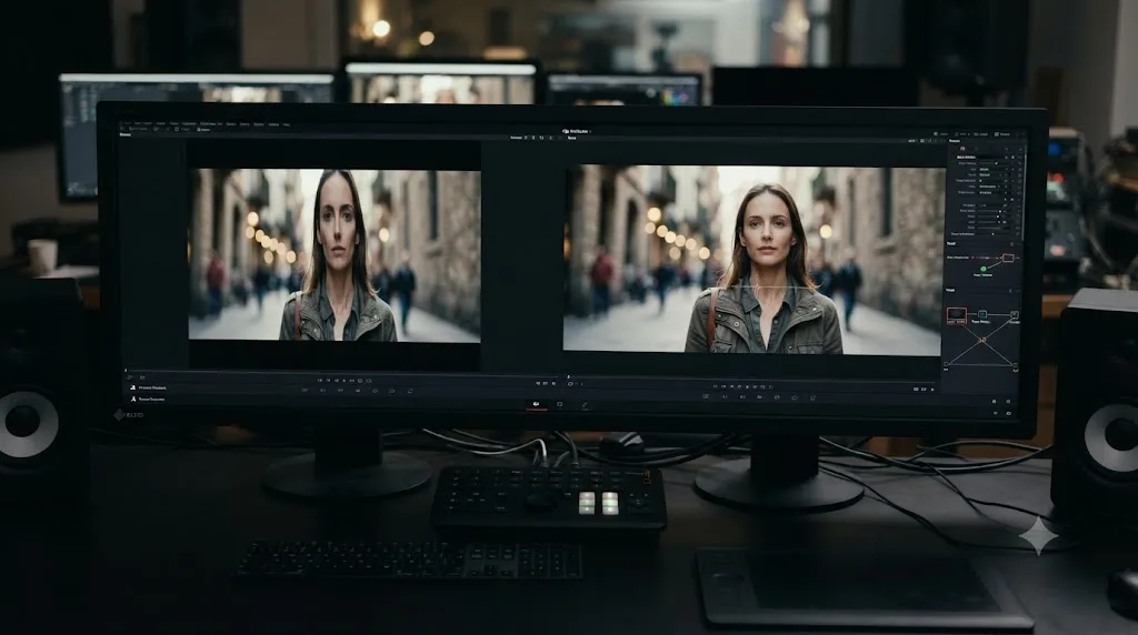 Illustration comparing an anamorphic frame with incorrect versus correct pixel aspect ratio in DaVinci Resolve