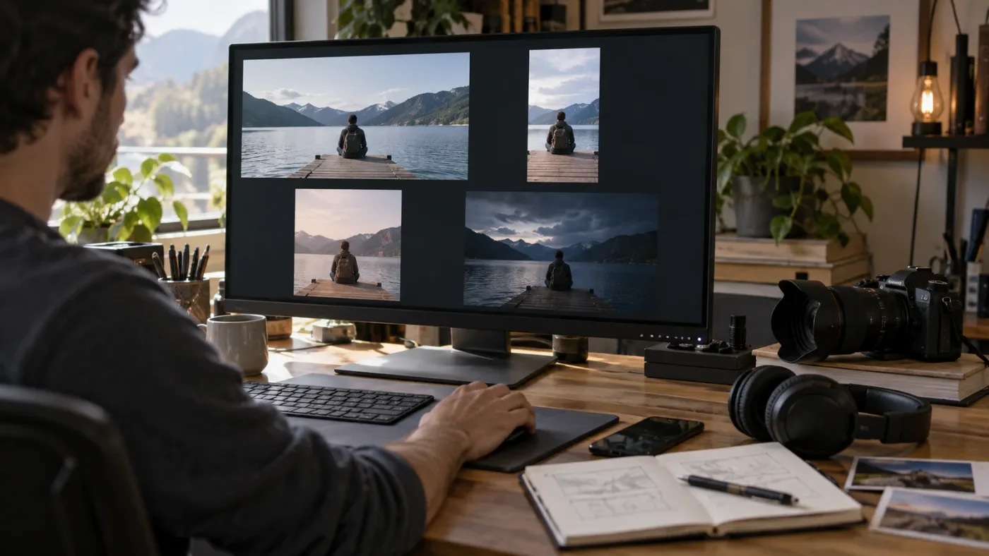 Illustration of four DaVinci Resolve practice projects built from one source edit