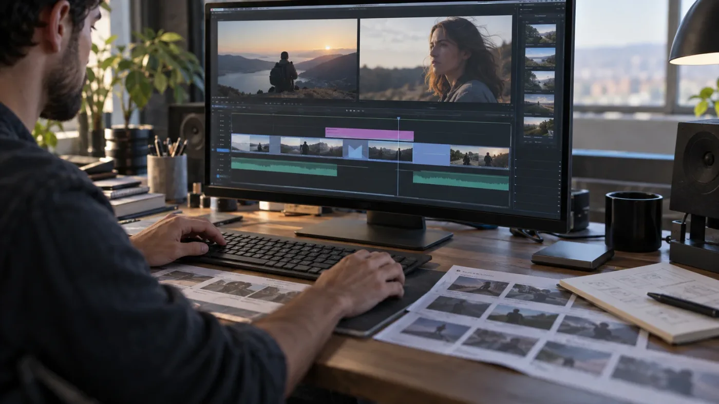 Illustration of timeline edits that can make DaVinci Resolve sequence cache appear stale