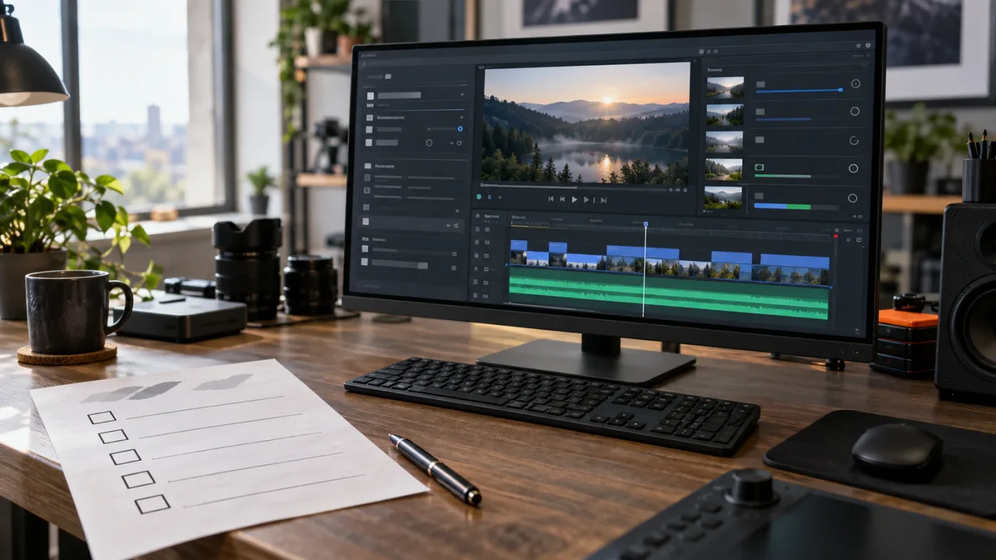 Illustration of a DaVinci Resolve 21.1 export checklist for verifying a full timeline render
