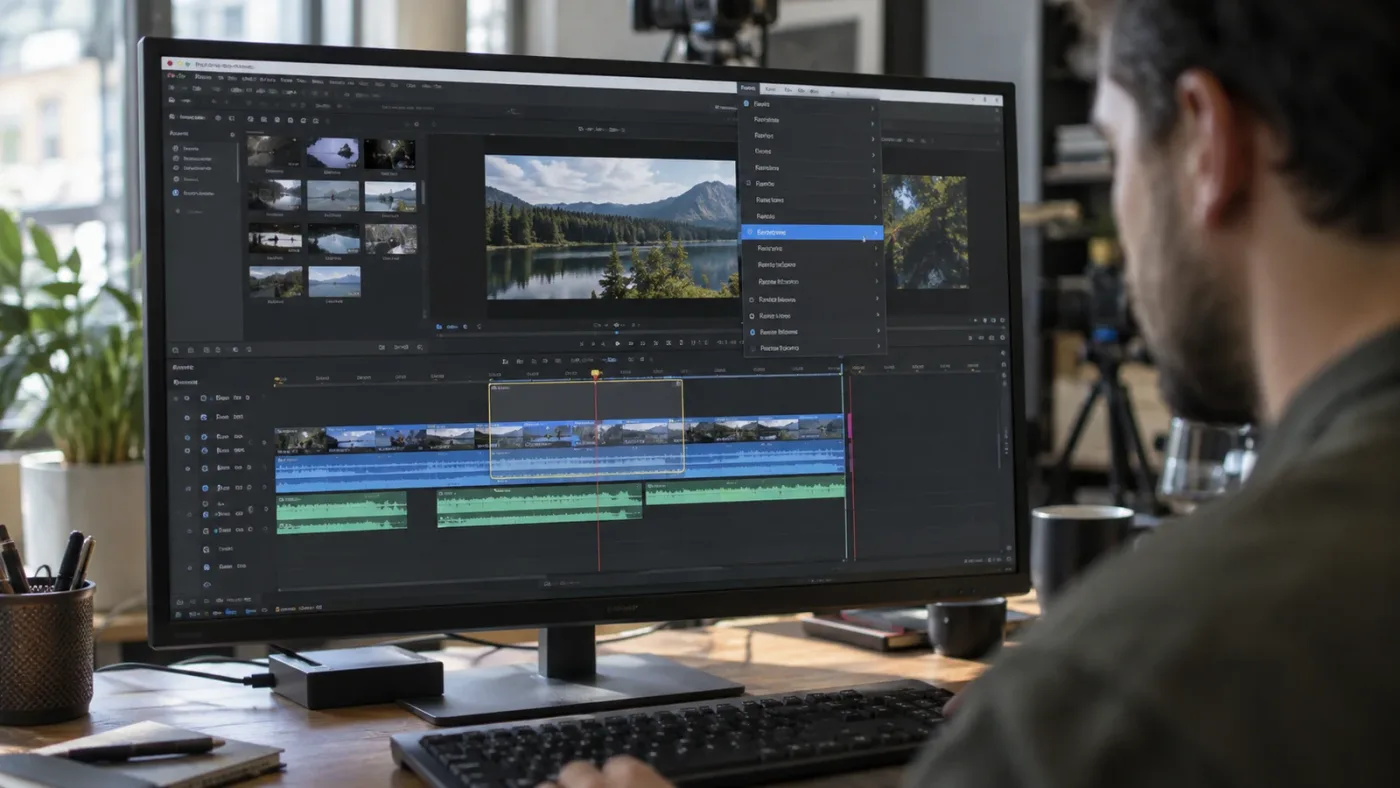 Illustration of DaVinci Resolve timeline In and Out points being cleared from the Mark menu