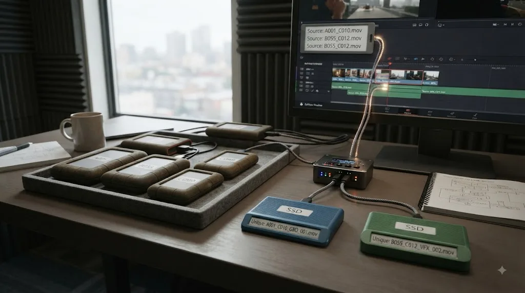 Illustration of source filenames and unique filenames in DaVinci Resolve Individual Clips