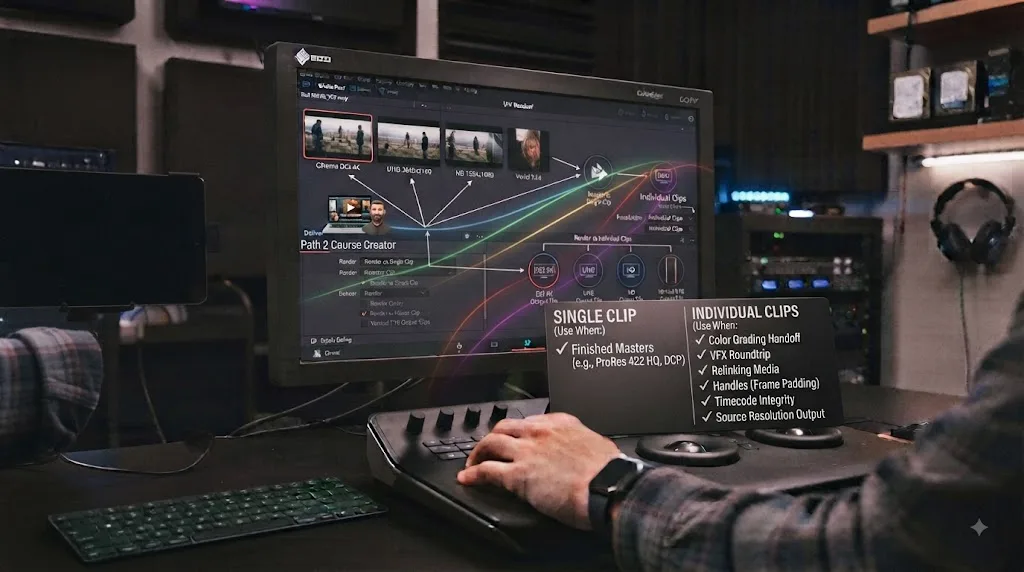 Illustration of the final DaVinci Resolve Single Clip versus Individual Clips decision