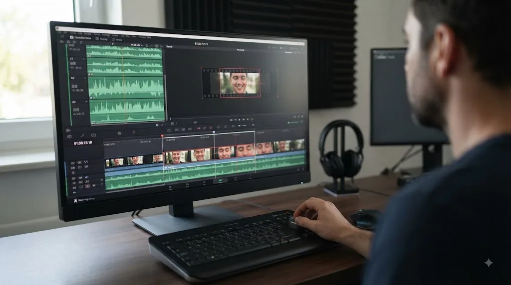 Illustration of a DaVinci Resolve slip edit improving one cut while changing the other source boundary