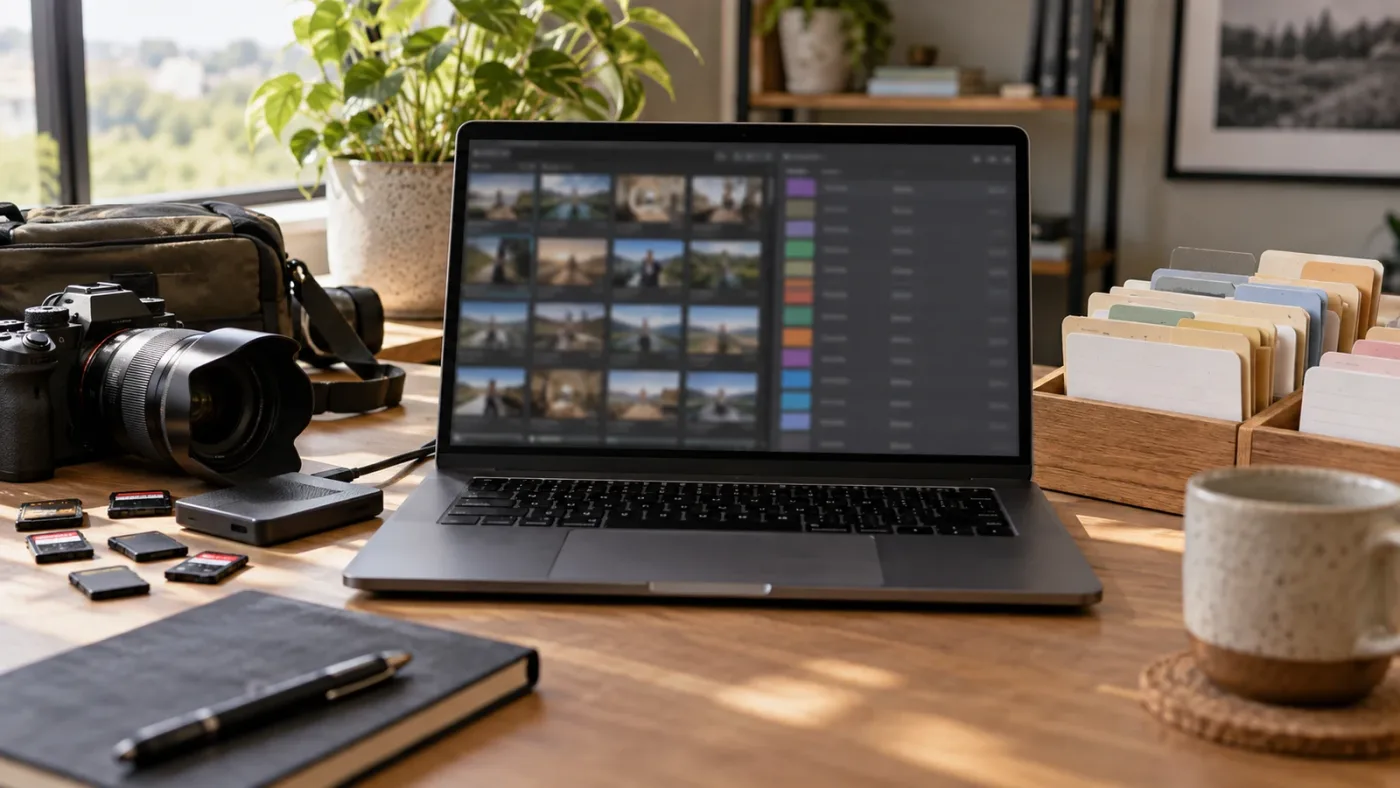 Illustration of DaVinci Resolve media flowing through metadata into a Smart Bin