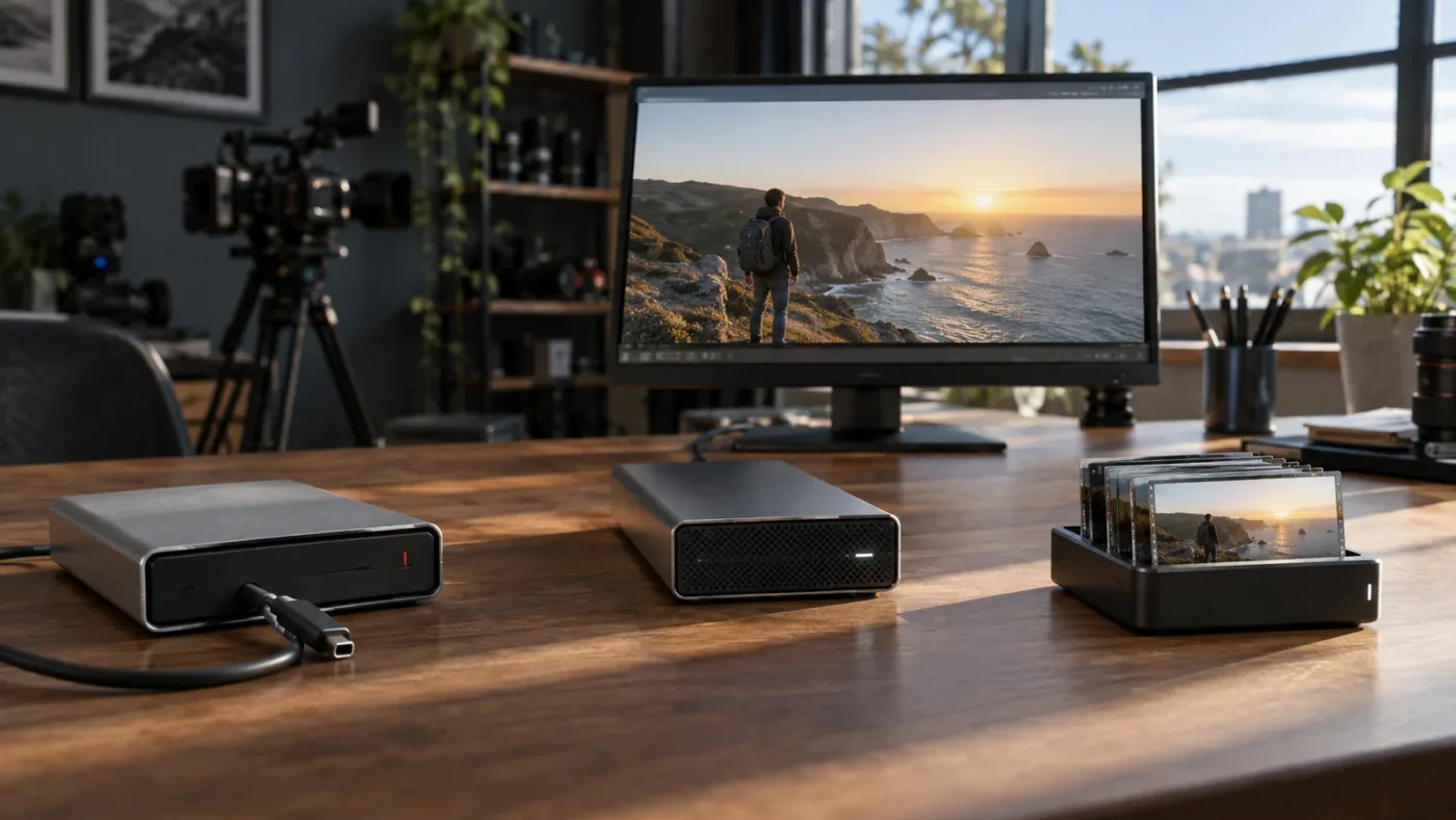 Illustration of offline media, online media, and cache files in a DaVinci Resolve project
