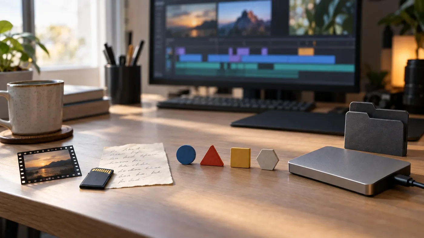 Illustration of a DaVinci Resolve Smart Bin preflight before editing