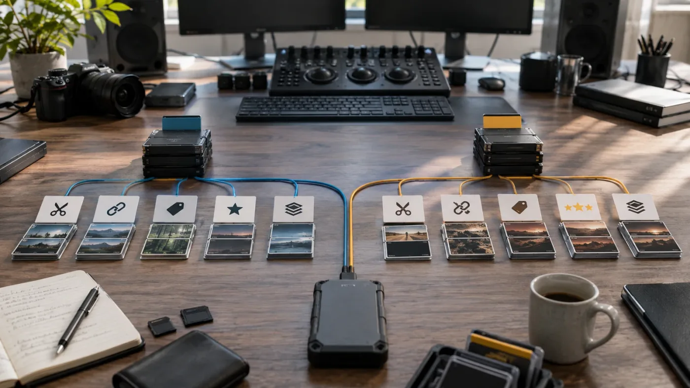Illustration of DaVinci Resolve Smart Bin differences between versions 20 and 21