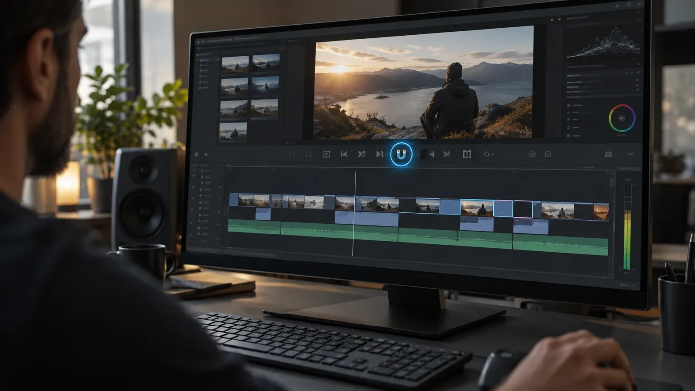 Illustration of the DaVinci Resolve timeline snapping magnet control