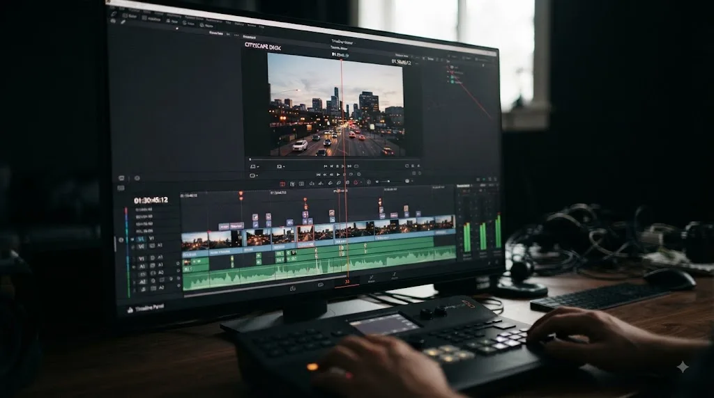 Illustration of the difference between the DaVinci Resolve timeline panel and the Timeline Viewer