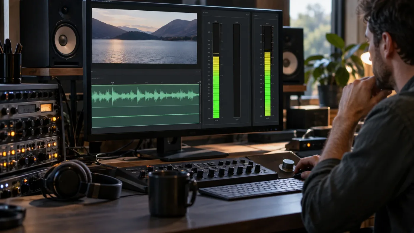 Illustration of DaVinci Resolve audio meters identifying the working embedded channel