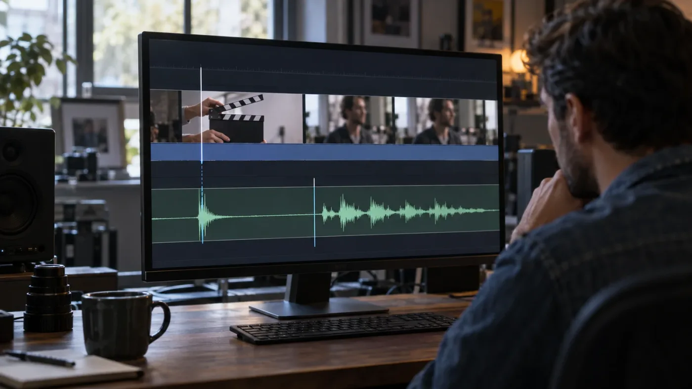 Illustration of audio and video being aligned before subtitle timing is checked