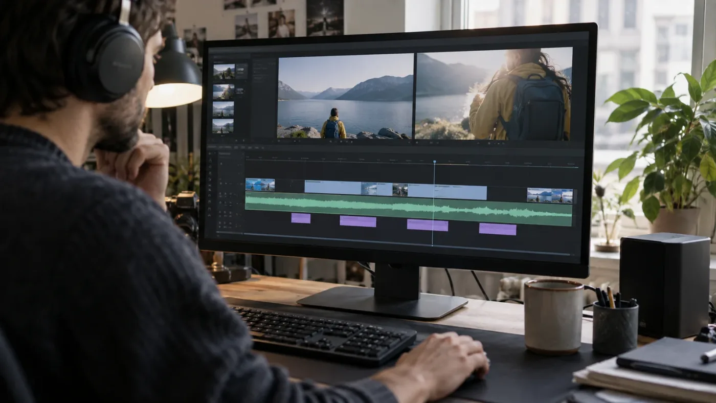 Illustration of a subtitle section being corrected after a timeline edit in DaVinci Resolve