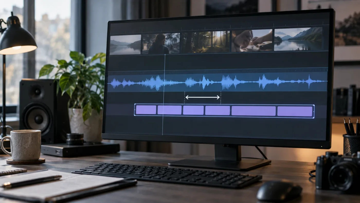 Illustration of subtitle clips moving together on a DaVinci Resolve timeline