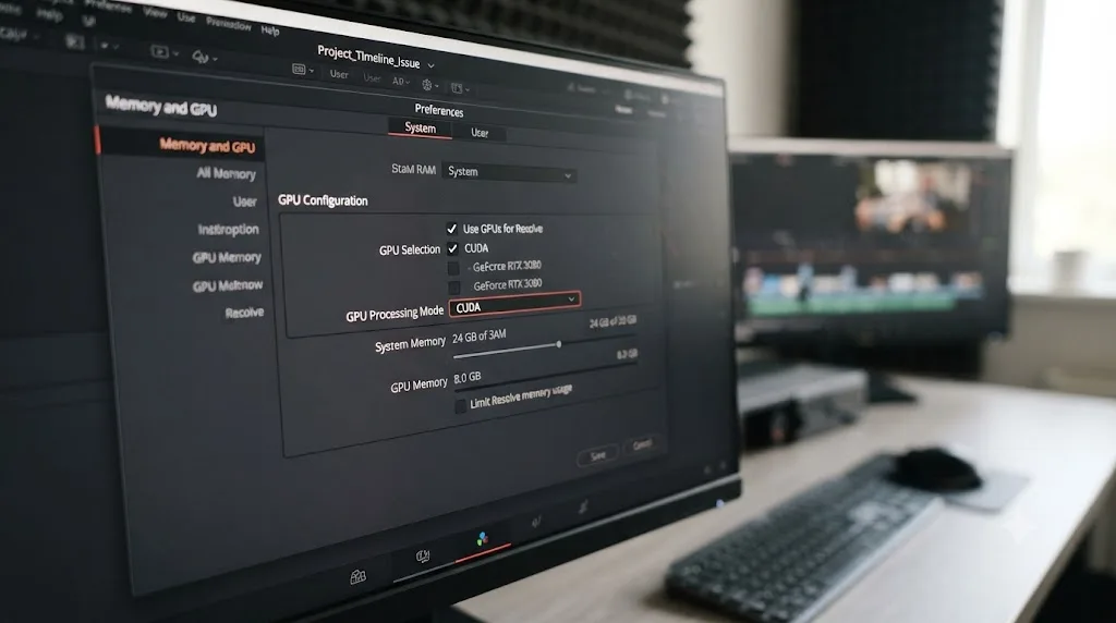 Illustration of a DaVinci Resolve timeline clip with a Fusion composition causing the playhead to stall while processing