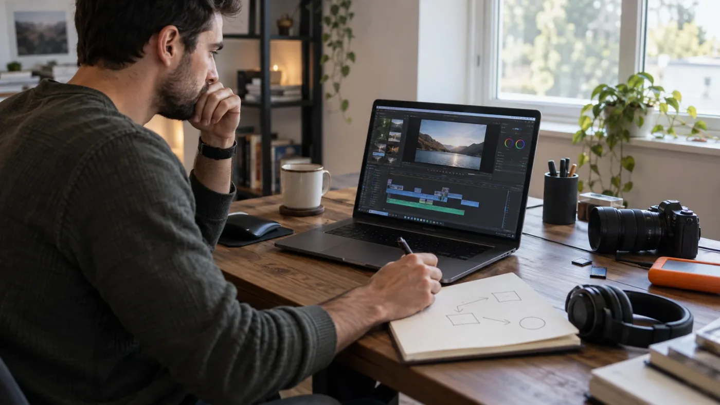 Illustration of active recall practice for DaVinci Resolve training