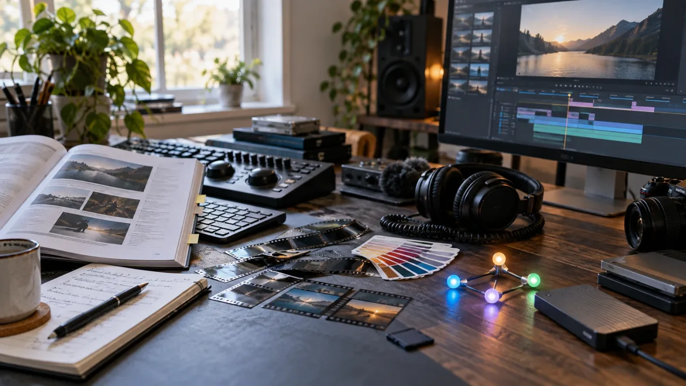 Illustration of choosing PDF, video, or live guidance for DaVinci Resolve skills