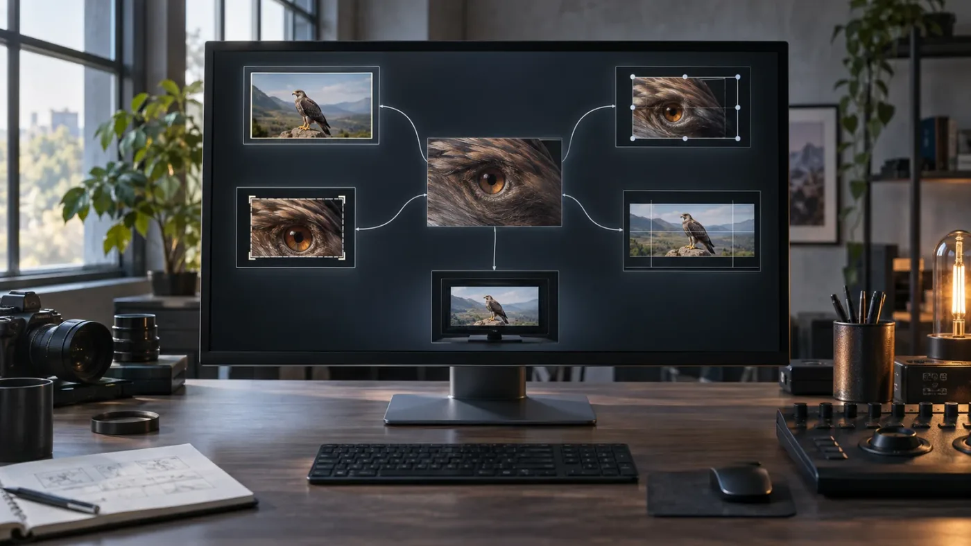 Illustration of a diagnostic tree for a DaVinci Resolve viewer that still looks cropped after Fit