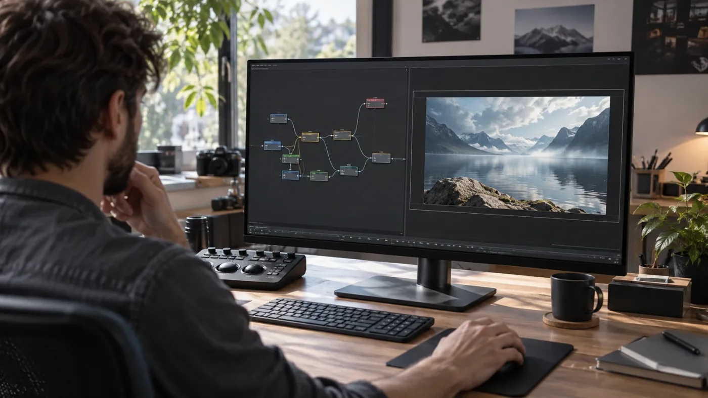 Illustration of fitting a DaVinci Resolve Fusion composition to its viewer