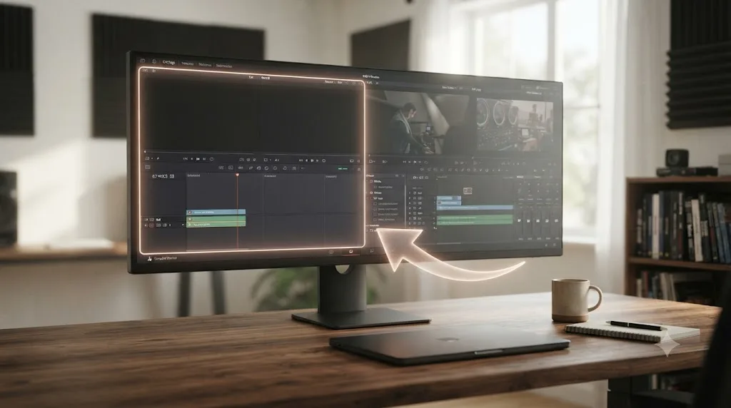 Illustration of DaVinci Resolve's simplified Cut page highlighted as the recommended starting point for beginners coming from Adobe Express