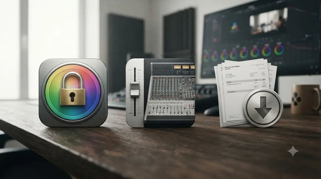 Illustration of three reasons editors switch from Movavi Video Editor to DaVinci Resolve: color ceiling, audio gap, and subscription cost