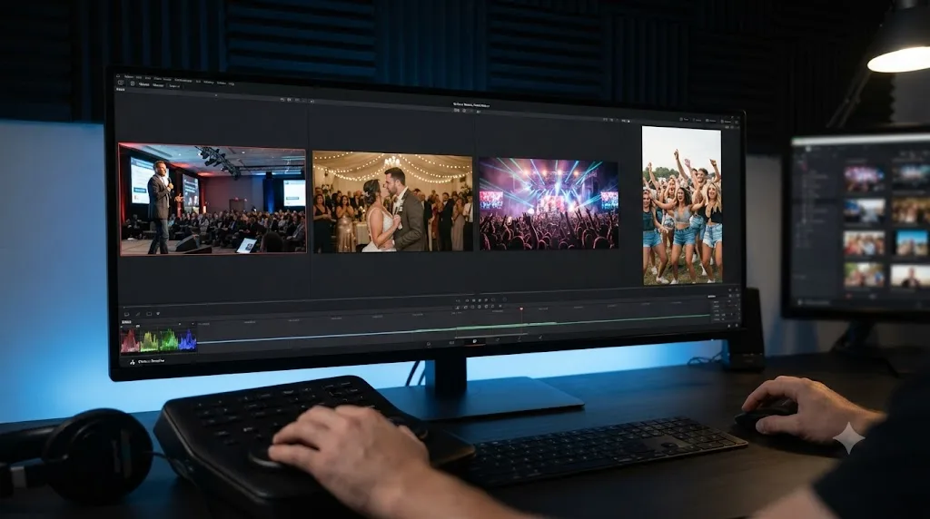 Illustration comparing four types of live event highlight recap videos side by side