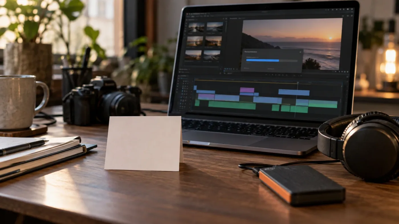 Illustration of a beginner video editor defining a narrow DaVinci Resolve service scope