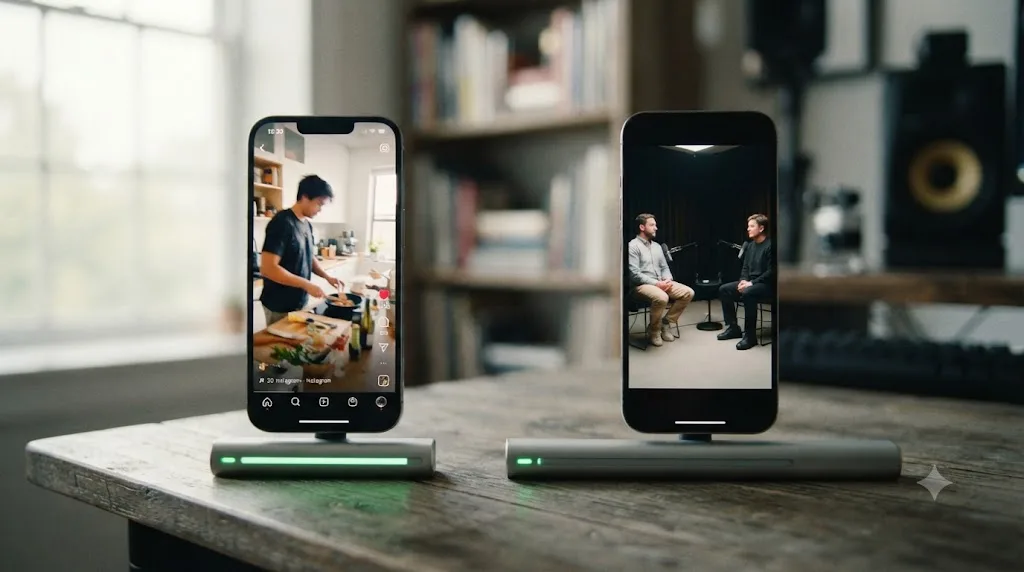 Illustration comparing a short Instagram Reel and a longer three-minute Reel with watch-time bars beneath each