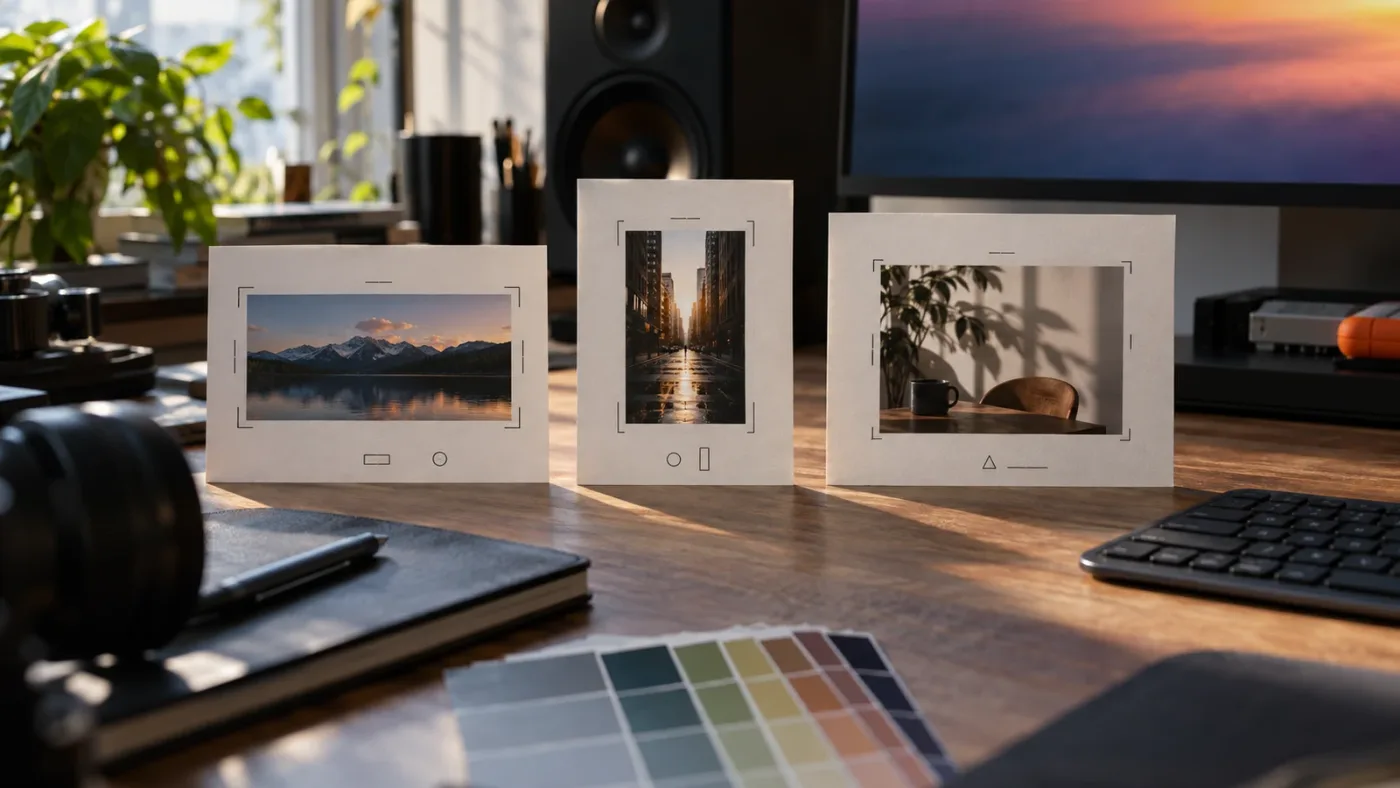 Illustration of three DaVinci Resolve templates for landscape, vertical, and client-neutral video projects