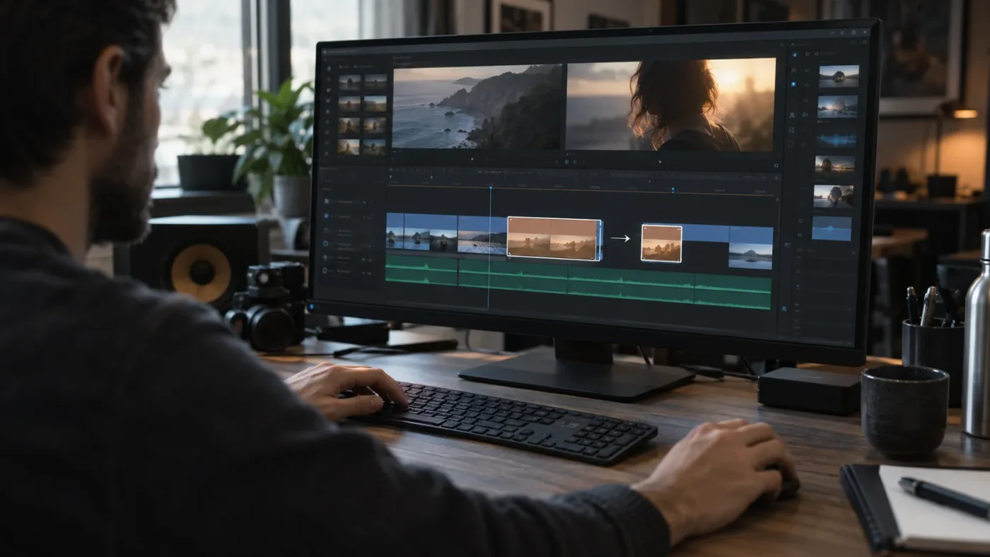 Illustration of a DaVinci Resolve Edit-page timeline range becoming a new timeline