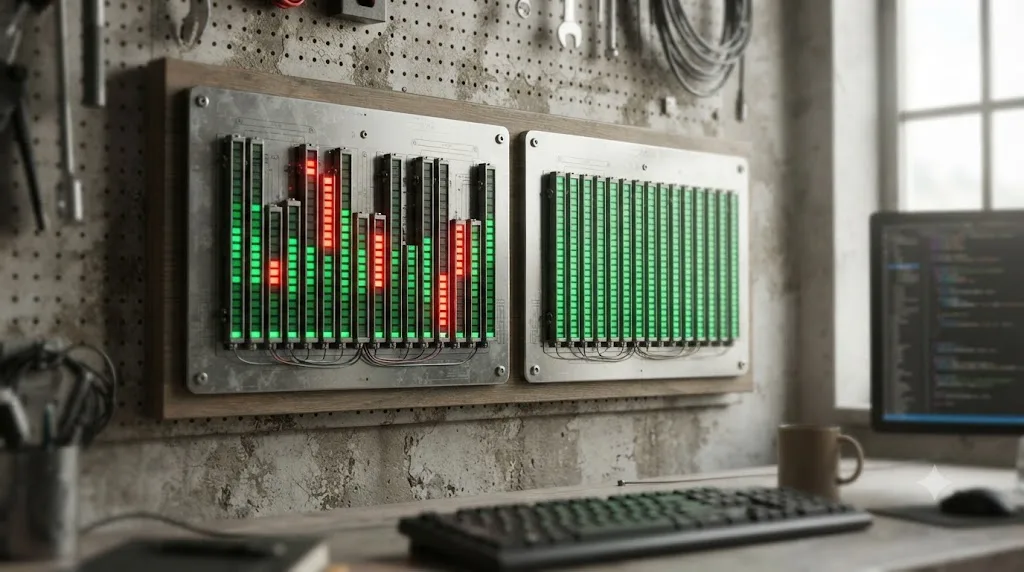 Illustration of a bar chart comparing flaky test failure rates before and after a race condition fix