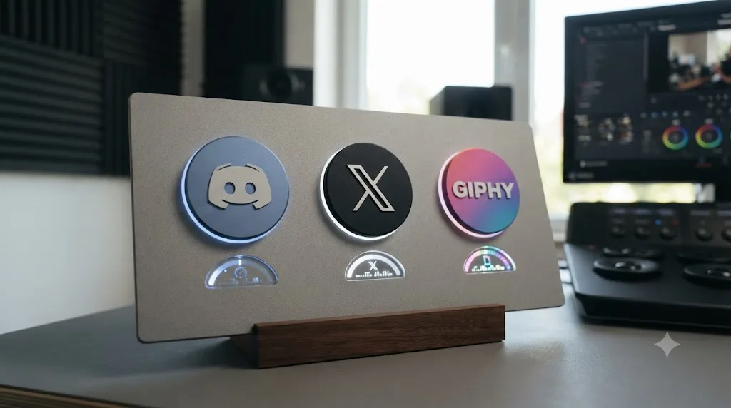 Illustration of Discord, X, and GIPHY icons each labeled with their respective GIF file size limits