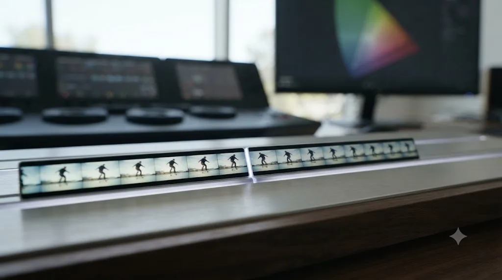 Illustration of a video clip and its reversed duplicate placed back to back on a timeline to create a seamless loop