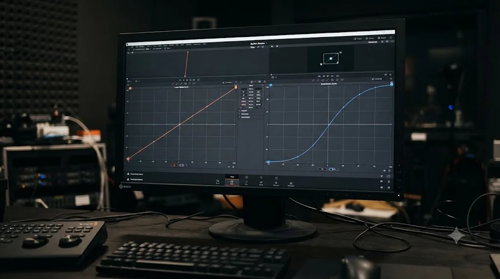 Illustration comparing a linear animation curve against an eased animation curve between two keyframes