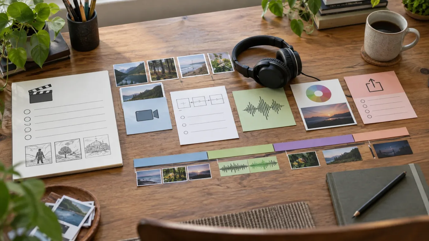 Illustration of a DaVinci Resolve practice brief with six measurable learning goals