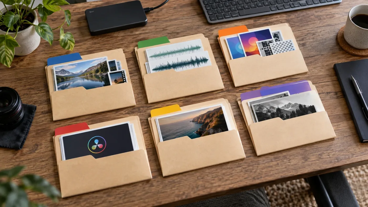Illustration of an organized DaVinci Resolve project folder