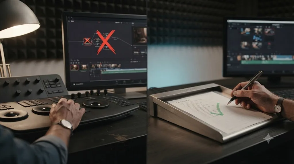 Illustration contrasting a silently applied edit with a proposed edit waiting in an approval box